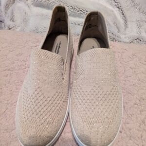 Women's Slip-On Shoes in Gold Sparkle Breathable Mesh By Cloudwalkers